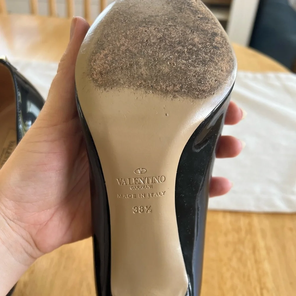 Valentino Garavani Black Patent Leather Pointed Stiletto Pumps